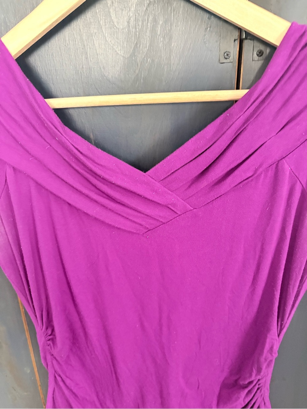 White House Black Market Draped V-Neck Tunic in Magenta